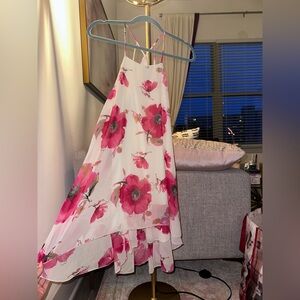 Peach Royal Strappy High Low Dress